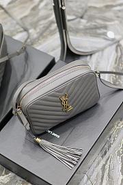 YSL Lou Camera Grey Leather Handbag - 23x16x6cm - 2