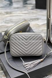 YSL Lou Camera Grey Leather Handbag - 23x16x6cm - 3