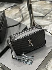 YSL Lou Camera Black Leather Silver Logo Handbag - 23x16x6cm - 3