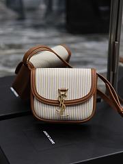 YSL Kaia White Canvas Gold Logo Bag - 18x15.5x5.5cm - 1