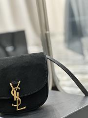 YSL Kaia Black Velvet Gold Logo Bag - 18x15.5x5.5cm - 5