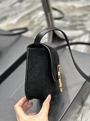 YSL Kaia Black Velvet Gold Logo Bag - 18x15.5x5.5cm - 2