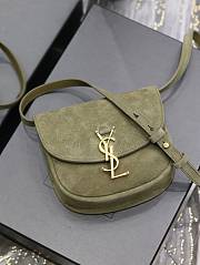 YSL Kaia Gold Logo Bag In Green Olive - 18x15.5x5.5cm - 5