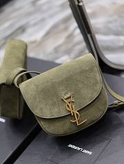 YSL Kaia Gold Logo Bag In Green Olive - 18x15.5x5.5cm - 2