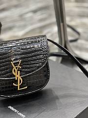 YSL Kaia Small Satchel Crocodile Shoulder Bag Black - 18x15.5x5.5cm - 4