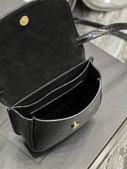 YSL Kaia Small Satchel Crocodile Shoulder Bag Black - 18x15.5x5.5cm - 2