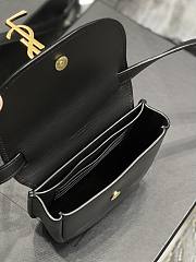 YSL Kaia Gold Logo Bag In Black Leather - 18x15.5x5.5cm - 4