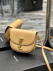 YSL Kaia Gold Logo Bag In Beige Leather - 18x15.5x5.5cm - 3