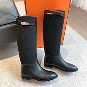 Hermes Kelly Black Long Boots Silver Hardware  - 1