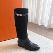 Hermes Kelly Black Long Boots Silver Hardware  - 5