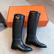 Hermes Kelly Long Black Leather Boots Silver Hardware  - 5