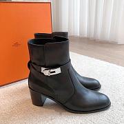 Hermes Kelly Black Leather Boots Silver Hardware - 1