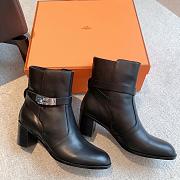 Hermes Kelly Black Leather Boots Silver Hardware - 4