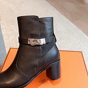 Hermes Kelly Black Leather Boots Silver Hardware - 5