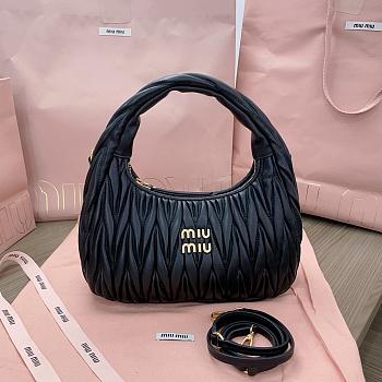 Miumiu Black Medium Wander Matelassé Shoulder Bag - 25x18x7cm