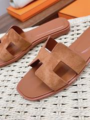 Hermes Slippers Brown Velvet - 5