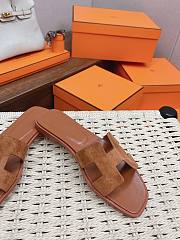 Hermes Slippers Brown Velvet - 2