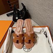 Hermes Slippers Brown Leather  - 1