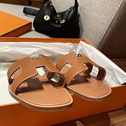 Hermes Slippers Brown Leather  - 2