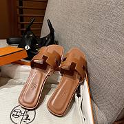 Hermes Slippers Brown Leather  - 3