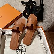 Hermes Slippers Brown Leather  - 5