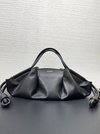 Loewe Paseo Flamenco In Black Leather - 35x21x11.5cm