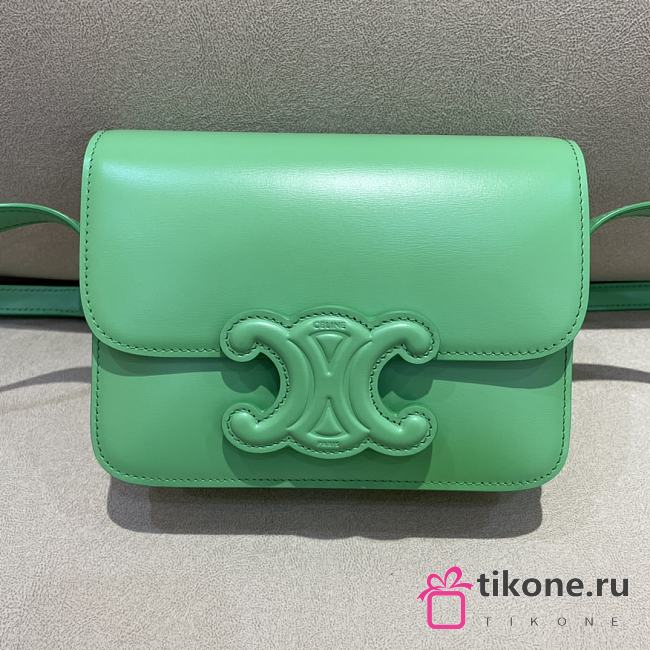 Celine Shiny Calfskin Teen Cuir Triomphe Bright Green - 18.5x14x8cm - 1