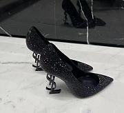 YSL Glitter Opyum 100 Pumps Black High Heels - 2