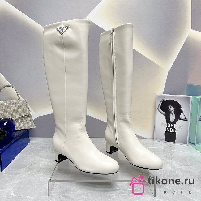 Prada Long White Boots With High Heels 4.5cm - 1