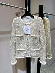 Chanel White Tweed With Pearls Jacket - 1