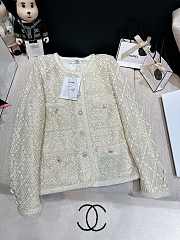 Chanel White Tweed With Pearls Jacket - 5