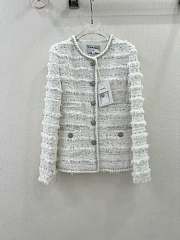 Chanel Jackets White Tweed With Fur - 1