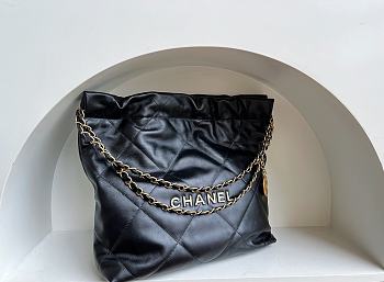 Chanel 22 Black Lambskin Bag Small - 37x35x7cm