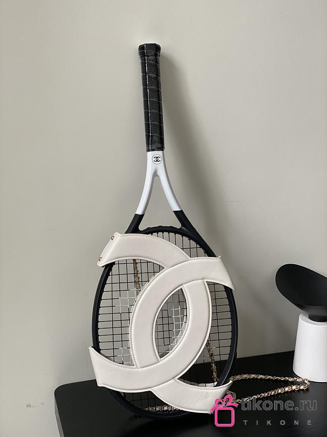 Chanel Cocomark Tennis Racket & White Leather Chain Cover - 1