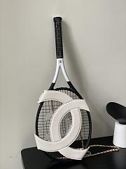 Chanel Cocomark Tennis Racket & White Leather Chain Cover - 1