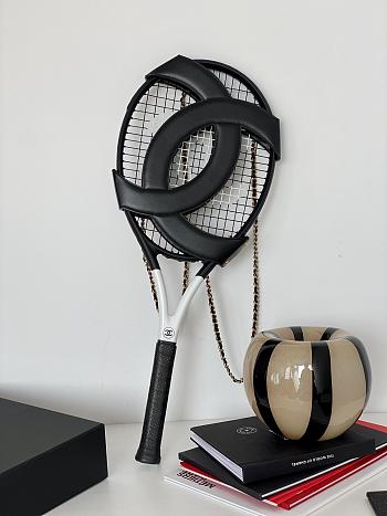 Chanel Cocomark Tennis Racket & Black Leather Chain Cover