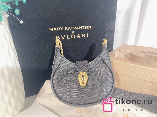 Bvlgari Grey Micro Metallic Leather Serpenti Bag - 13x8x3.5cm - 1