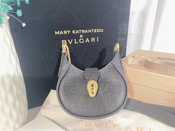 Bvlgari Grey Micro Metallic Leather Serpenti Bag - 13x8x3.5cm