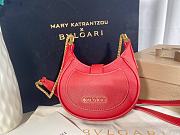 Bvlgari Red Micro Metallic Leather Serpenti Bag - 13x8x3.5cm - 2