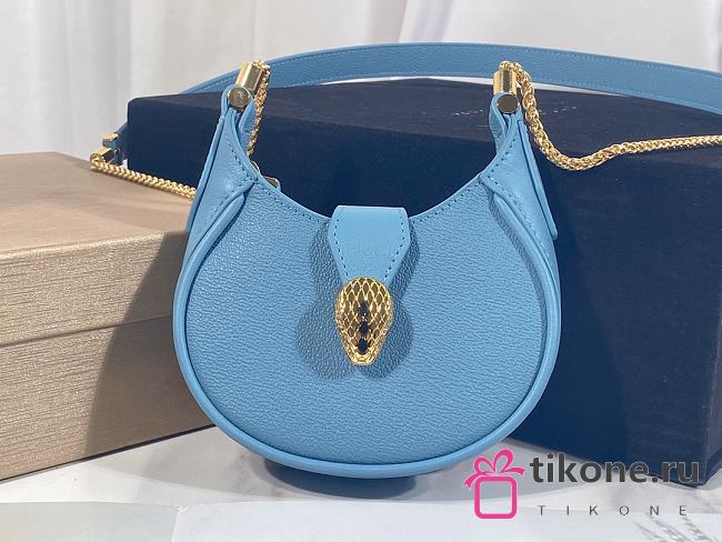 Bvlgari Blue Small Metallic Leather Serpenti Bag - 19.5x20x5cm - 1