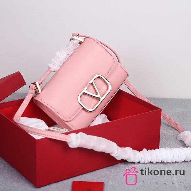 Valentino Garavani VLogo Pink Leather Bag - 18x13x5cm - 1