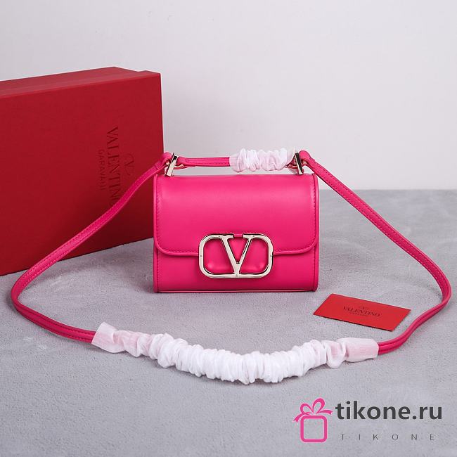 Valentino Garavani VLogo Hot Pink Leather Bag - 18x13x5cm - 1