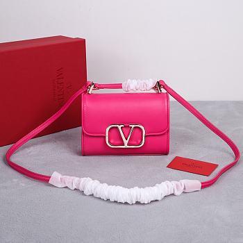 Valentino Garavani VLogo Hot Pink Leather Bag - 18x13x5cm