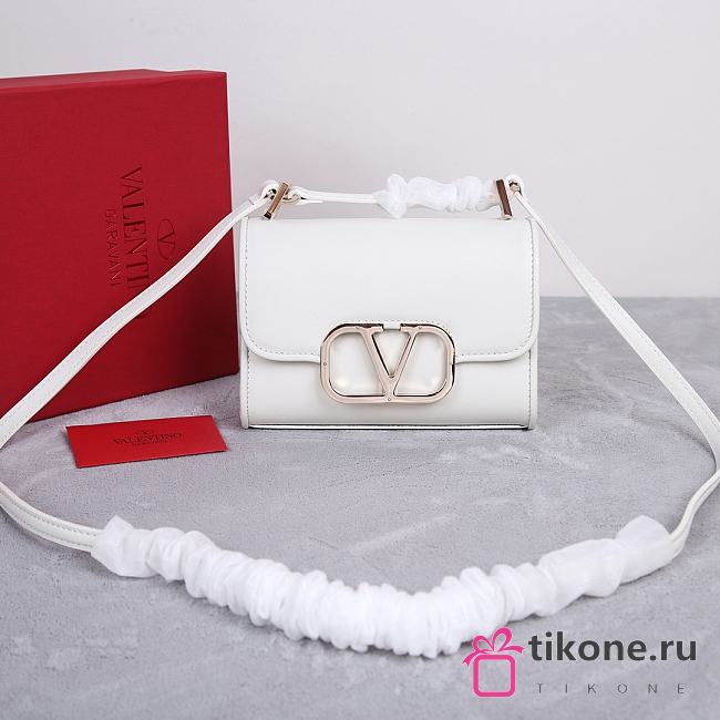 Valentino Garavani VLogo White Leather Bag - 18x13x5cm - 1