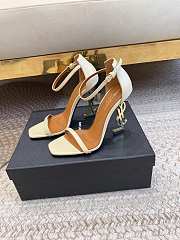 YSL White Opyum Ankle Strap Gold High Heels - 1