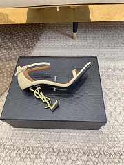 YSL White Opyum Ankle Strap Gold High Heels - 2