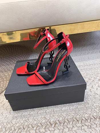 YSL Red Opyum Ankle Strap Black High Heels