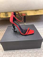 YSL Red Opyum Ankle Strap Black High Heels - 2