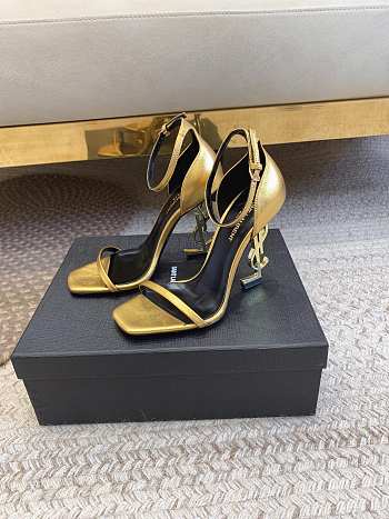 YSL Gold Opyum Ankle Strap Gold High Heels