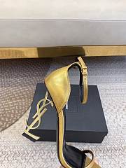 YSL Gold Opyum Ankle Strap Gold High Heels - 5